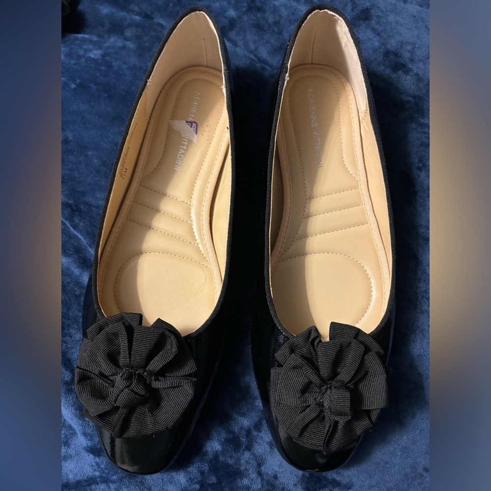 Adrienne Vittadini Black Flats with Bow